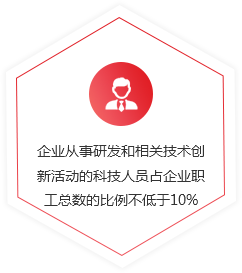 企業(yè)從事研發(fā)和相關(guān)技術(shù)創(chuàng)新活動的科技人員占企業(yè)職工總數(shù)的比例不低于10%